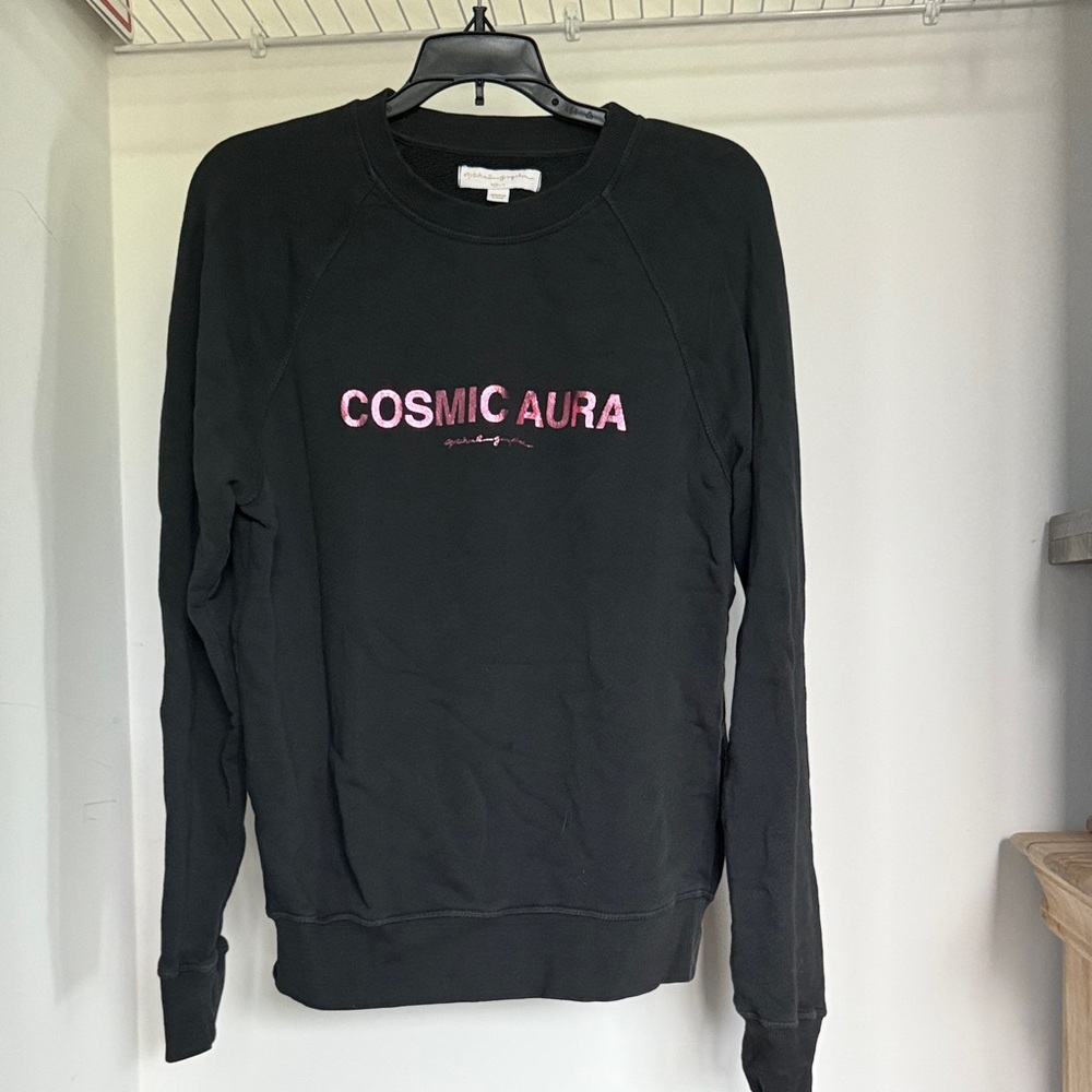 Spiritual Gangster Black Sweatshirt with Pink Cosmic Aura